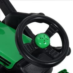 Greatstore zöld és fekete pedálos gyerektraktor pótkocsival és rakodóval