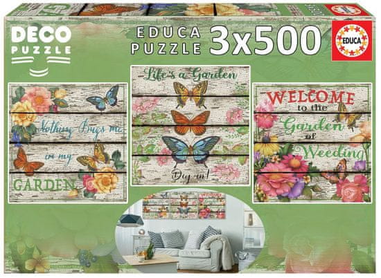 EDUCA Négyzet alakú puzzle Vidéki kert 3x500 db