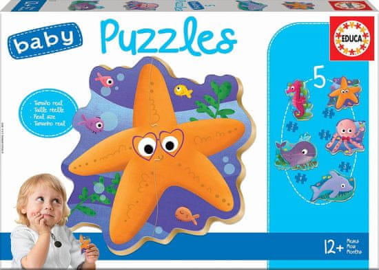 EDUCA Baba puzzle Víz alatti világ 5 az 1-ben (2-4 darab)