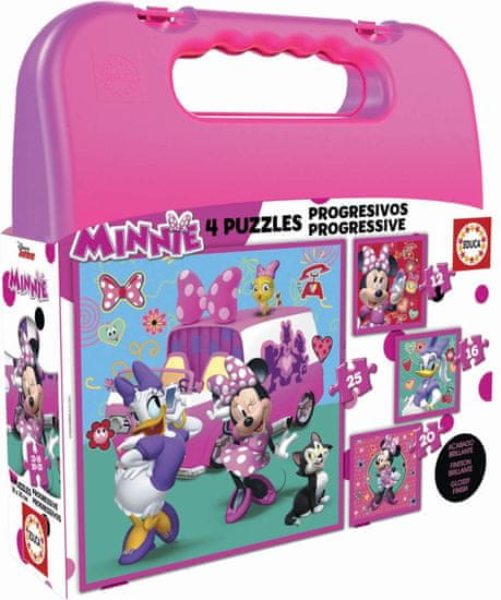 EDUCA Puzzle tokban Minnie és Daisy 4 az 1-ben (12,16,20,25 darab)