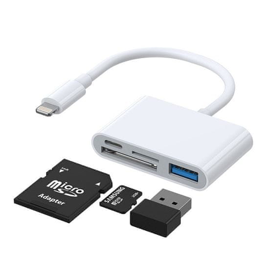 Joyroom S-H142 kártyaolvasó SD / TF / USB OTG / Lightning, fehér