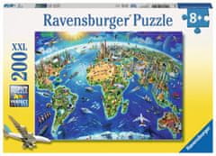 Ravensburger Rejtvény Világtérkép műemlékekkel XXL 200 db