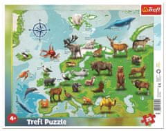 Trefl Európa-térkép puzzle állatokkal 25 db