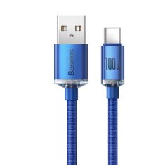 BASEUS Crystal Shine kábel USB / USB-C 5A 100W 2m, kék