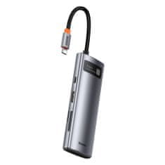 BASEUS Metal Gleam HUB adapter USB-C - 2x USB, HDMI, TF, szürke