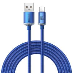 BASEUS Crystal Shine kábel USB / USB-C 5A 100W 2m, kék