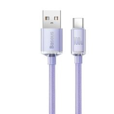 BASEUS Crystal Shine kábel USB / USB-C 5A 100W 1.2m, lila