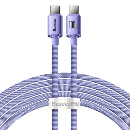 BASEUS Crystal Shine kábel USB-C / USB-C 5A 100W 2m, lila