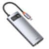 Metal Gleam HUB adapter USB-C - USB-C, 3x USB, HDMI, RJ45, szürke