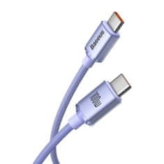 BASEUS Crystal Shine kábel USB-C / USB-C 5A 100W 1.2m, lila