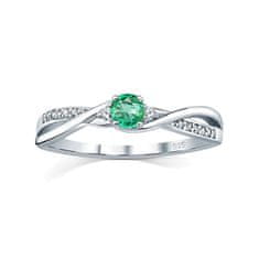 Silvego Ezüst gyűrű valódi természetes smaragddal JJJR1100ER (Kerület 54 mm)