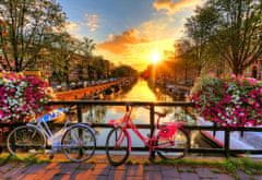 Wooden city Fa puzzle Kerékpárok Amszterdamban 2 az 1-ben, 150 db ECO