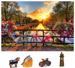 Wooden city Fa puzzle Kerékpárok Amszterdamban 2 az 1-ben, 75 db ECO