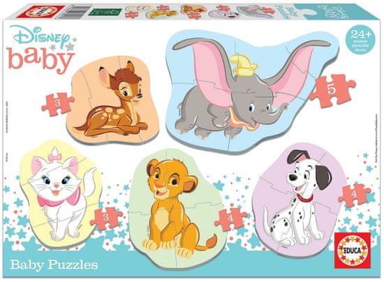 EDUCA Baba puzzle Disney állatok 2, 5 az 1-ben (3-5 darab)