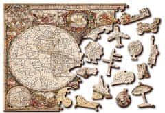 Wooden city Fa puzzle Ősi világtérkép 2 az 1-ben, 75 darab ECO