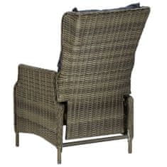 shumee barna dönthető háttámlás polyrattan kerti szék párnákkal