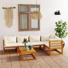 shumee 3057656 6 Piece Garden Lounge Set with Cushion Cream Solid Acacia Wood (311853+311857+311859)