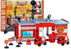 Lean-toys Akkumulátoros tűzoltóállomás + súrlódó autók