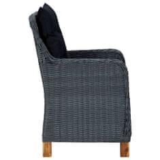 shumee 2 db sötétszürke polyrattan kerti szék párnával