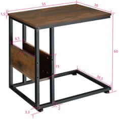 tectake Wigan kisasztal 55x36,5x60cm - Ipari sötét fa