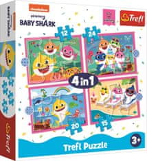 Trefl Puzzle Baby Shark: Család 4 az 1-ben (12,15,20,24 darab)