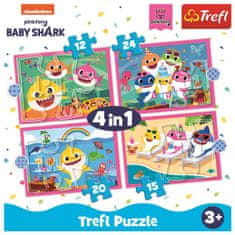 Trefl Puzzle Baby Shark: Család 4 az 1-ben (12,15,20,24 darab)