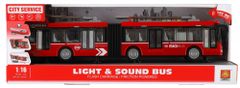 Teddies Trolibusz/Busz, műanyag, 45 cm, lendkerék, elemes, fénnyel és hanggal, dobozban, 48x18x11cm