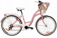 Goetze  Mood Női kerékpár 6 fokozat 26″ kerék 17” váz 155-180 cm magassag, Rózsaszín/Fehér