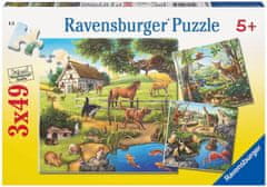 Ravensburger Rejtvény Állatok az erdőben, állatkertben és a farmon 3x49 darab