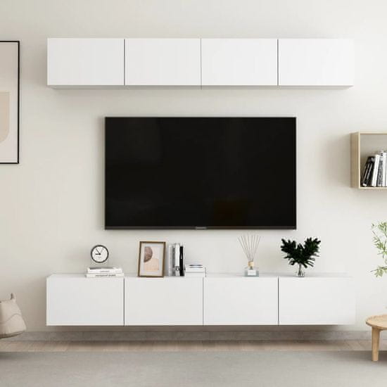 shumee 4 db fehér forgácslap TV-szekrény 100 x 30 x 30 cm