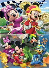 EDUCA Fa puzzle Mickey, Minnie és versenyzők 2x16 darab