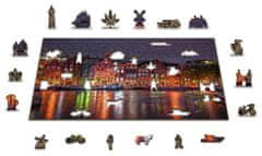 Wooden city Fa puzzle Night Amsterdam 2 az 1-ben, 150 darab ECO