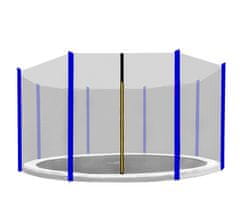 Aga Védőháló 366 cm-es trambulinhoz, 8 oszlop, Fekete háló / Kék