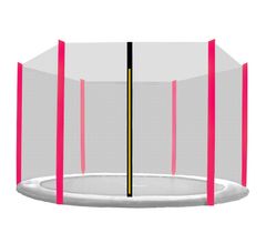 Aga Védőháló 250 cm-es trambulinhoz, 6 oszlop, Fekete háló / Rózsaszín