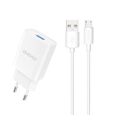 DUDAO DUDAO töltő EU USB 5V / 2,4A QC3.0 Quick Charge 3.0 + micro USB kábel-Fehér