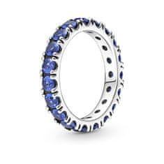 Pandora Csillogó ezüst gyűrű kék kristályokkal Eternity 190050C02 (Kerület 52 mm)