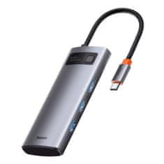 BASEUS Metal Gleam HUB adapter USB-C - USB-C PD 100W / HDMI 4K / 3x USB 3.2, szürke