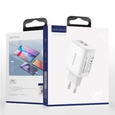 Dux Ducis C10 hálózati töltő adapter 2x USB 2.4A 12W, fehér