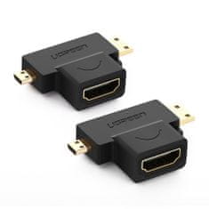 Ugreen adapter Micro HDMI + Mini HDMI / HDMI, fekete