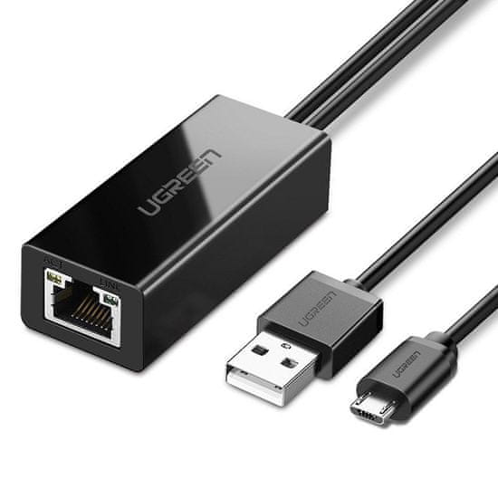 Ugreen USB külső hálózati adapter Chromecast + kábel 1m, fekete