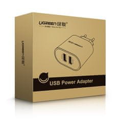 Ugreen CD104 hálózati töltő adapter 2x USB 3.4A, fehér