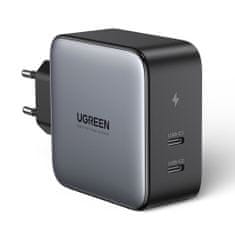 Ugreen Travel Wall hálózati töltő adapter 2x USB-C PD 100W, szürke