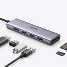 Ugreen CM511 HUB adapter USB-C - 3x USB 3.2 / HDMI 4K / SD TF, szürke