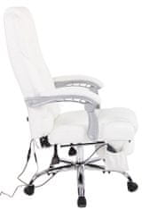 BHM Germany Pacific irodai szék masszázsfunkcióval, valódi bőr, fehér 