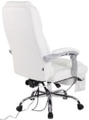 BHM Germany Pacific irodai szék masszázsfunkcióval, valódi bőr, fehér 