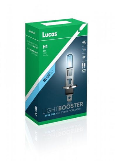 Lucas LightBooster H1 Autó izzó, Kék, 12 V, 55 W + 50%, 2 db