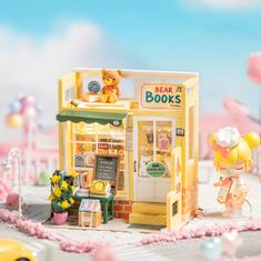 Robotime miniatűr házi medve könyvesbolt