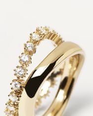 PDPAOLA Bájos aranyozott gyűrű átlátszó cirkónium kövekkel MOTION gold ring AN01-463 (Kerület 56 mm)