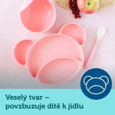 Canpol babies Szilikon osztott tányér tapadókoronggal, TEDDY BEAR, rózsaszín