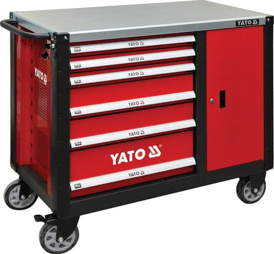 YATO  Mobil műhelyszekrény 6 fiókok +záró szekrény piros